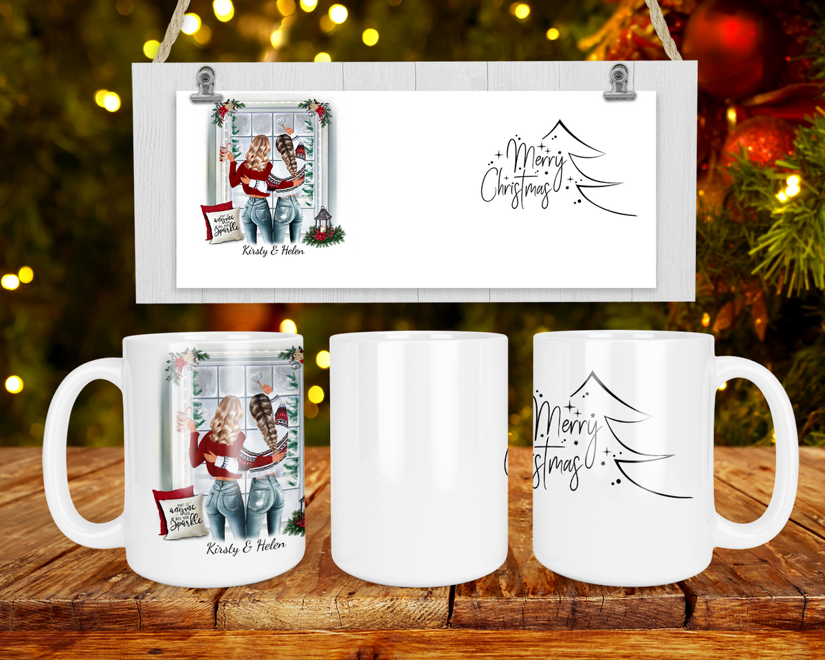 Best Friends and Sisters Christmas Mugs