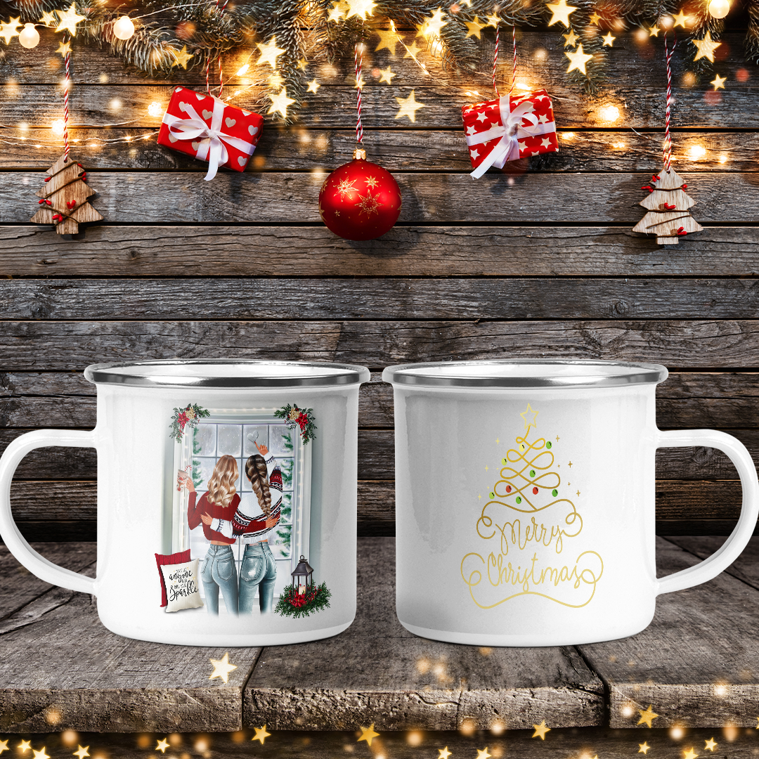 Best Friends and Sisters Christmas Mugs